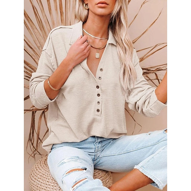 Women's Popover Shirt Casual Shirt Corduroy Shirt Blouse