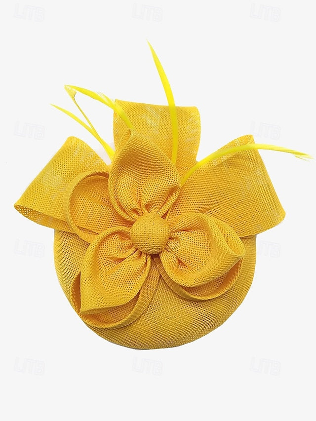 Women's Fascinator and Feather Bow Hat Green Accents with