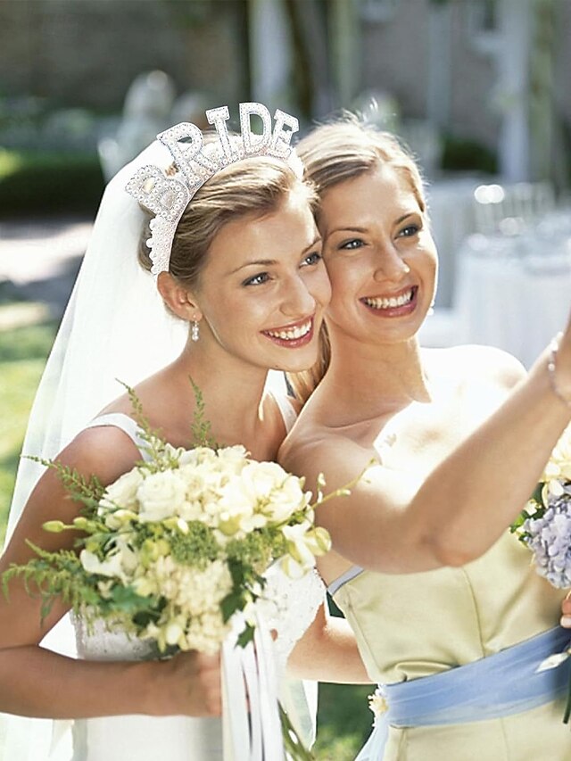 'BRIDE' Veil Headband with Pearl-Embellished –