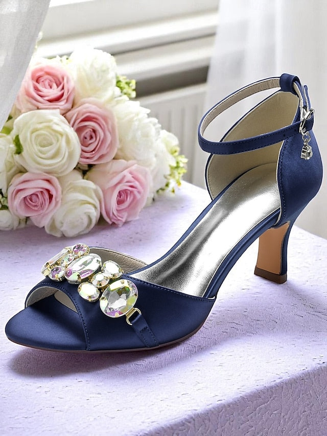 Satin Strap with Heels Open Women's Black Ankle Toe and