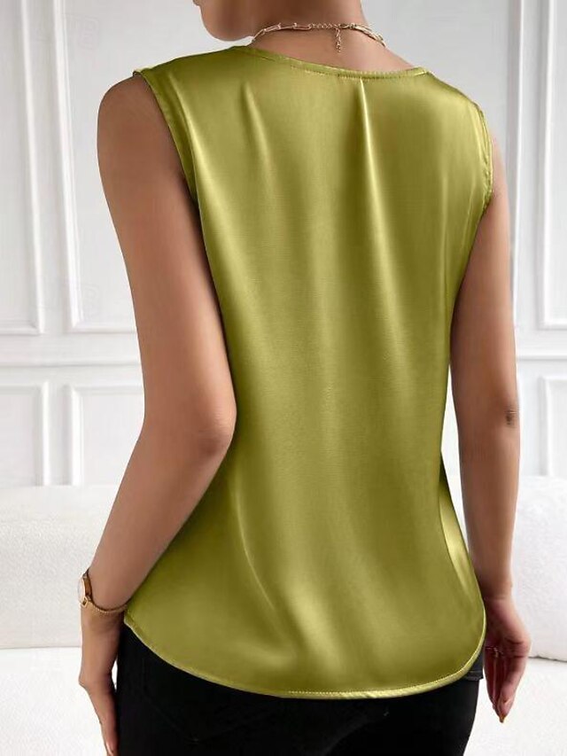 Tank Women's Black White Red Plain Cold Shoulder Daily