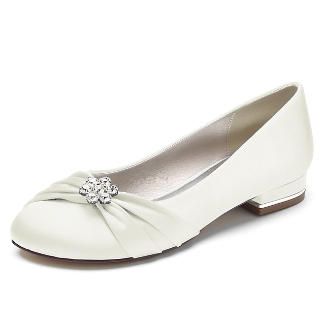with Flats Light Women's Satin Wedding Rhinestone Blue