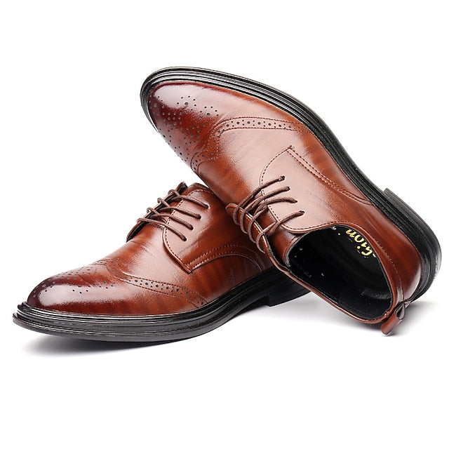 Classic – Shoes Faux Leather Brogue Brown Men's
