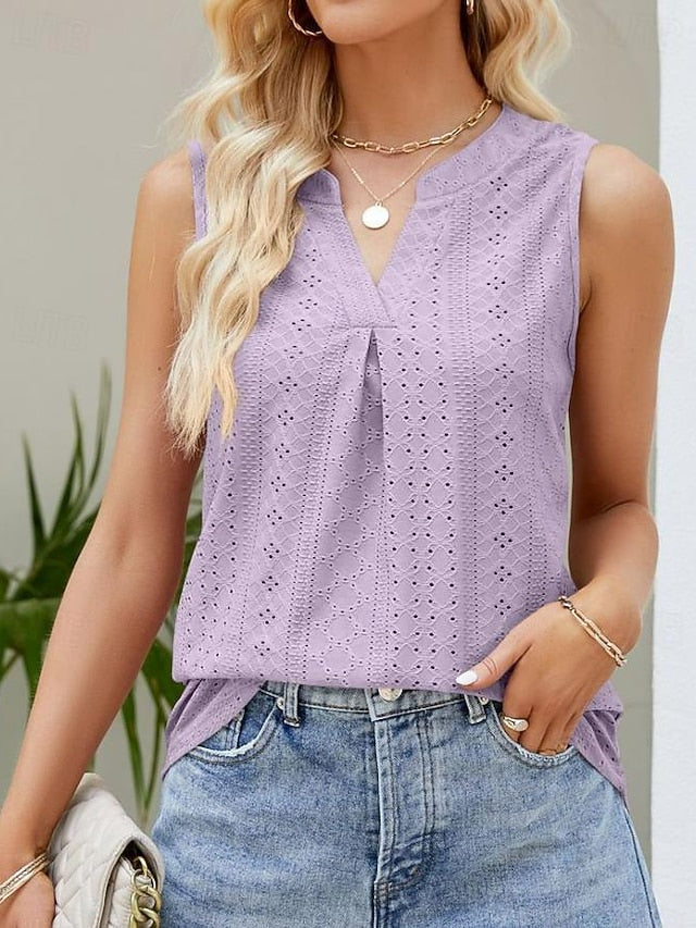 Women's Camisole Tank Top Crew Neck White Pink Purple Green