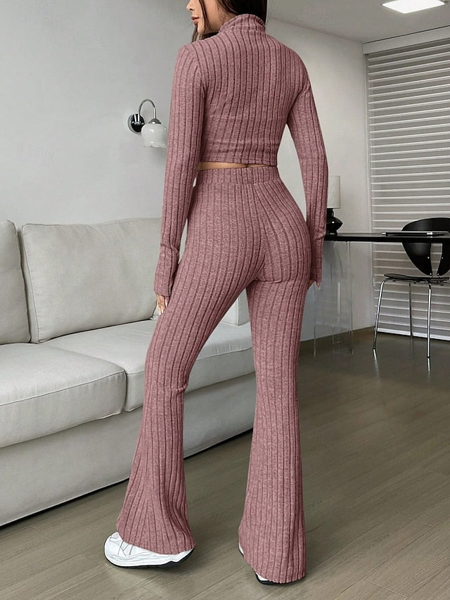 Women's Pants Sets Bolero Top Long Sleeve Shirt Collar