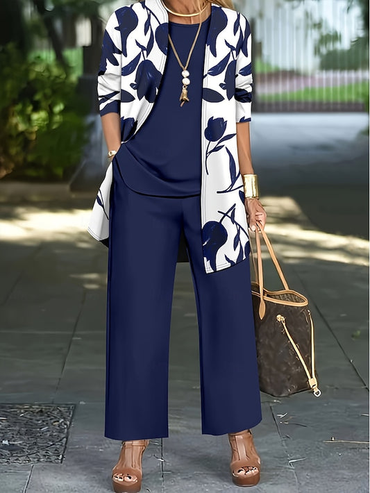 Women's Pants Sets Bolero Top Sleeveless Long Sleeve Round