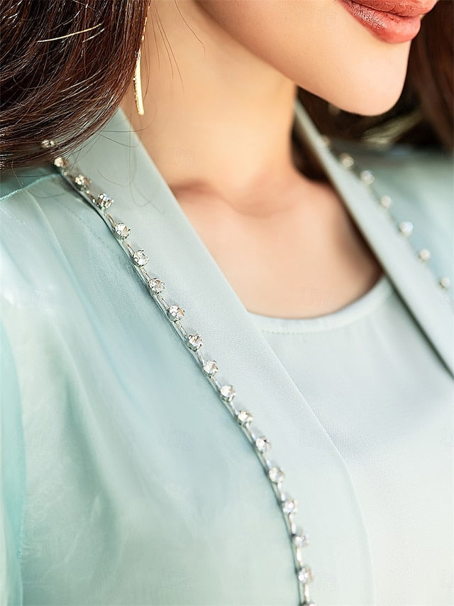 Vintage Mother A-Line Elegant Dress Neck the of Floor Bride Crew