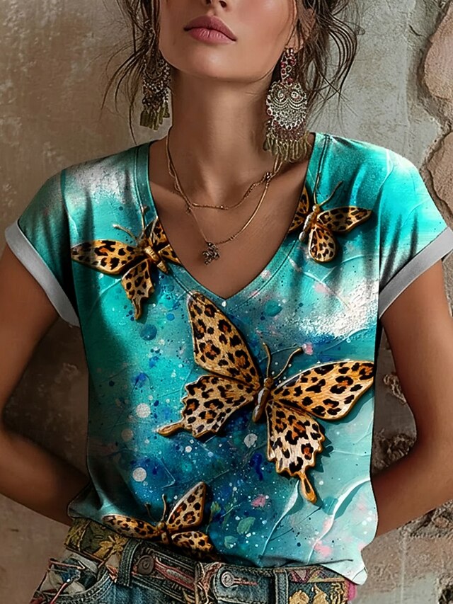 Women's T Shirt Print Graphic Butterfly Bohemia Vintage