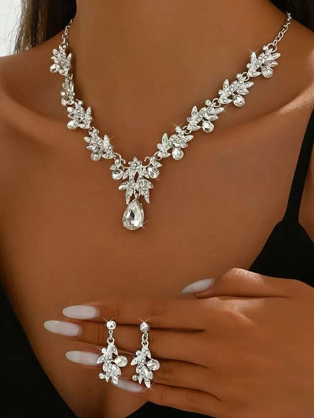 Rhinestone Pendant - Set Women's Jewelry Gold Teardrop with