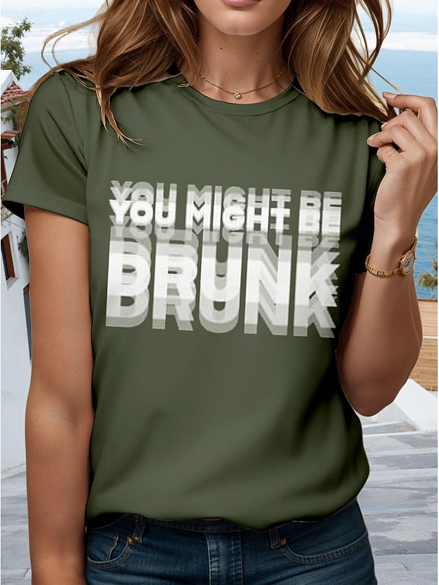 Women's T Shirt Print Graphic Letter Stylish Casual Short
