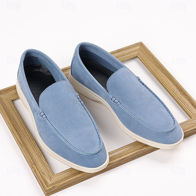 Blue – Faux Men's Loafers Slip-On Light Breathable Casual