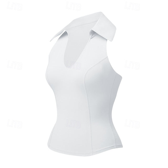 Women's Solid Colored Halter Tank Top Build-in Bra UV