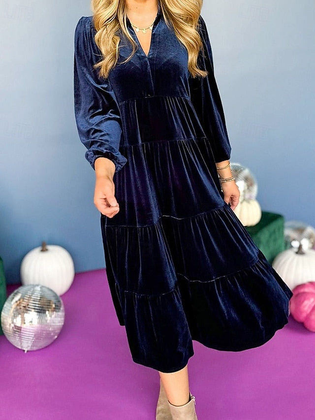 Women's Midi Dress Velvet Dress Fashion Modern Daily Office