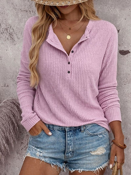 Women's T-Shirt  Solid Color Stylish Casual Long Sleeve