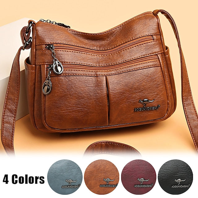 Shoulder Bag Multi-Pocket Faux Leather Crossbody Women's -