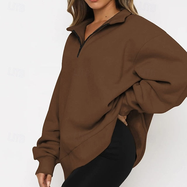 Women's Track Top Pullover Quarter Zip Long Sleeve Top