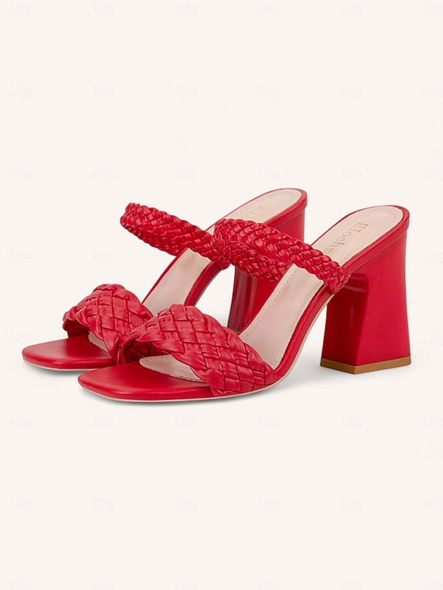 Party Women's Heeled Braided Mules Wedding Sandals Vacation