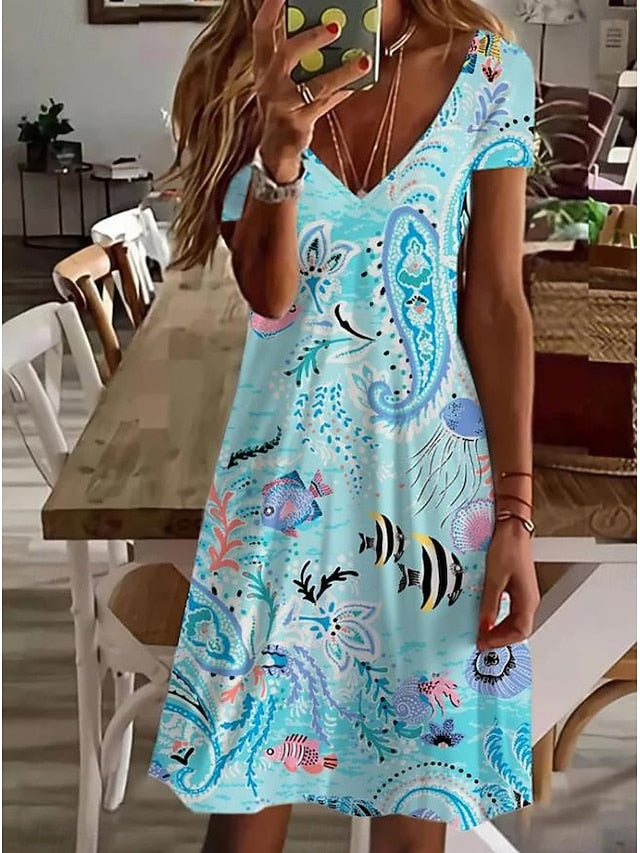 Women's Mini Dress Casual Dress Elegant Tropical Hawaiian
