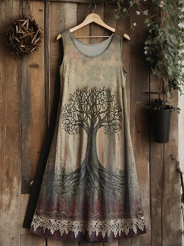 Women's Vintage Viking Celtic Knot  Gradient Art Midi Dress