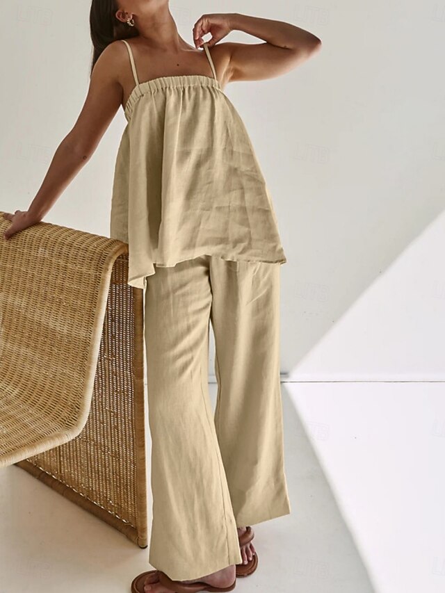 Women's Two Piece Sets Camisole Pants Sets Sleeveless Strap