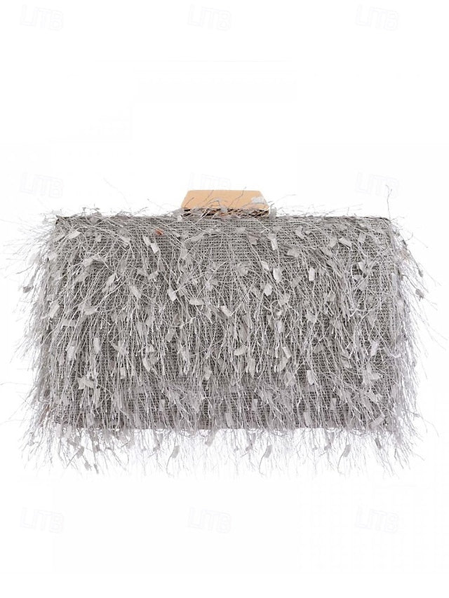 Chain Feathered Clutch Women's Strap with Evening Chic