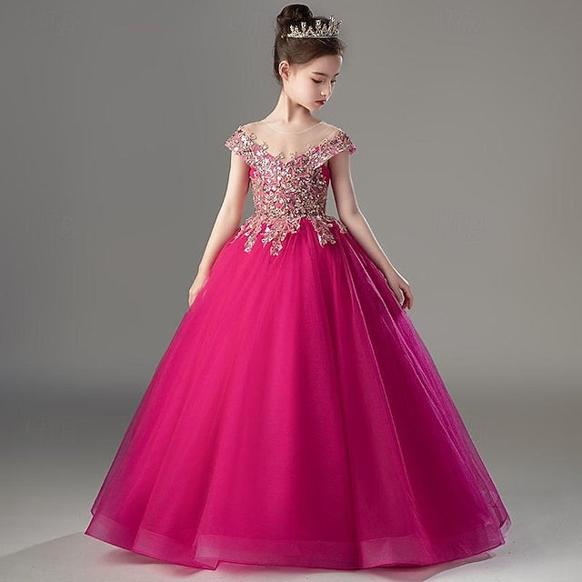 Girls' Kids Color Solid Dress Party Sleeve Short