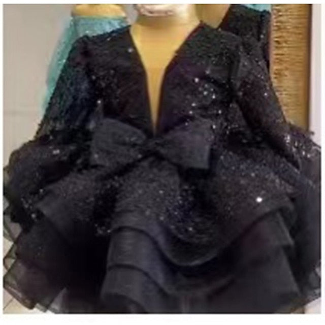 Sequin Flower Dress Girl Long Girls' Kids Party