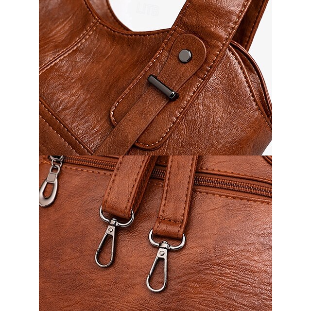 Bag Women's Vintage Dual Faux Tote with Leather Brown