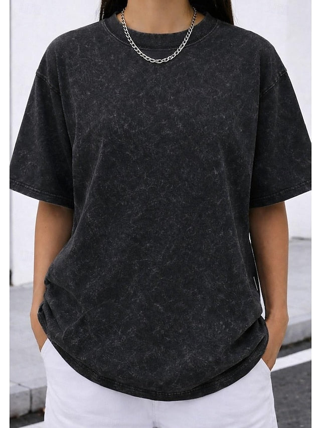 Women's Oversized T Shirt 100% Cotton Vintage Washed Tops