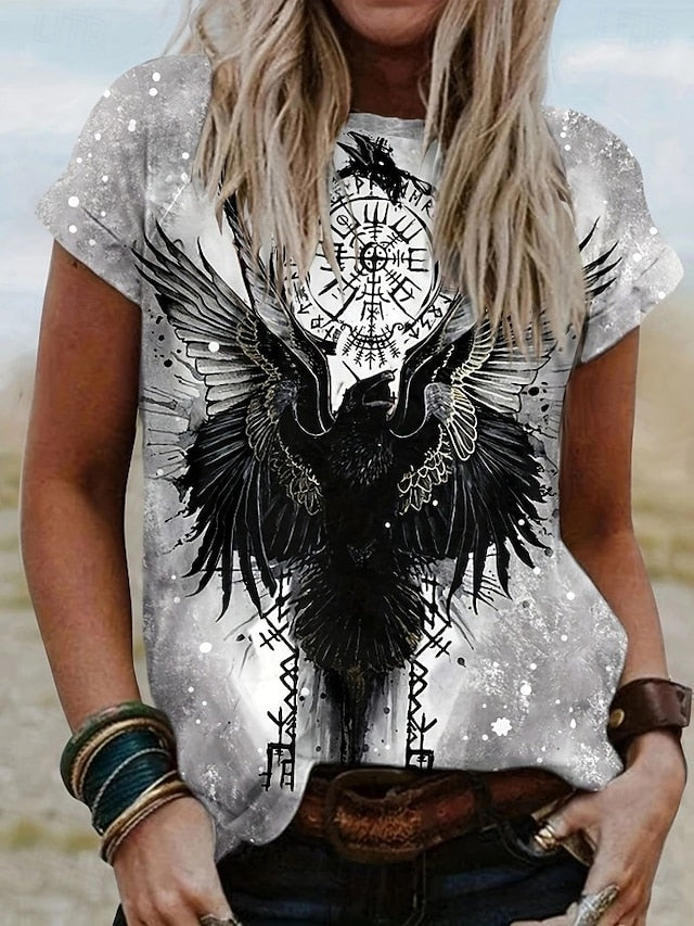Women's Boho Viking T Shirt Graphic Abstract Vintage