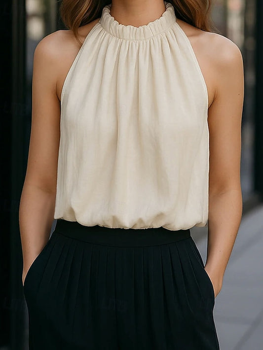 Women's T Shirt Blouse Solid Color Elegant Fashion