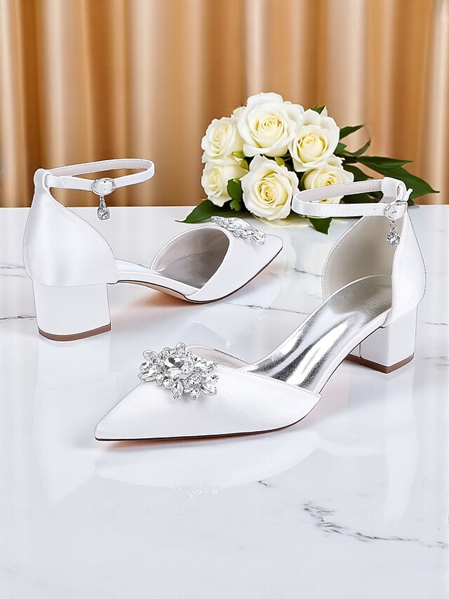 Shoes Burgundy Women's Heel Satin Block with Wedding