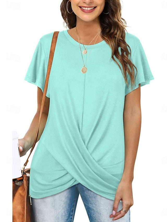 Women's T Shirt Solid Color Plain Classic Modern Casual