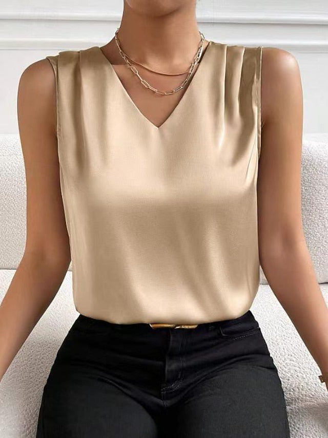 Tank Women's Black White Red Plain Cold Shoulder Daily