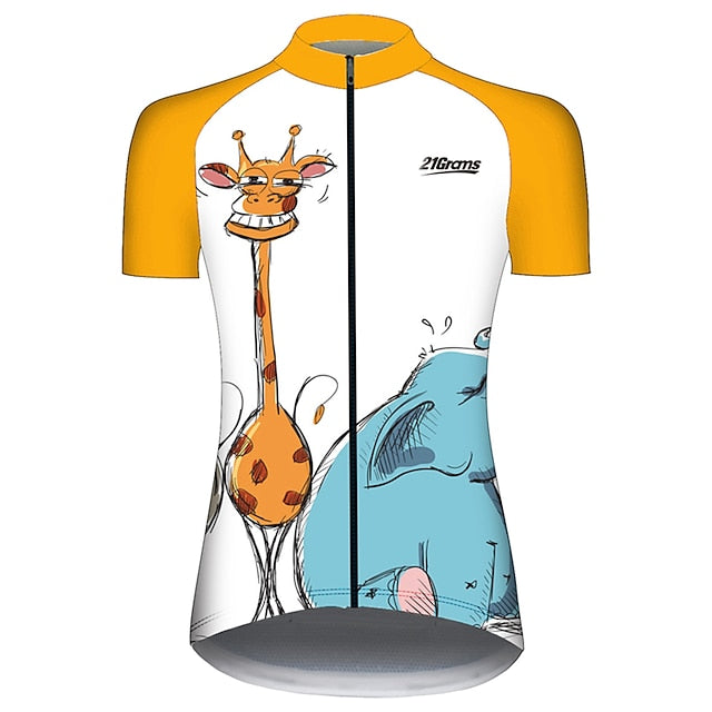 Women's Cycling Jersey Animal Elephant Giraffe Short Sleeve