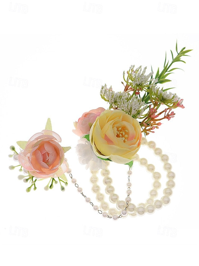 Pearls and Hand Jewelry – Floral Set White Wrist Elegant with