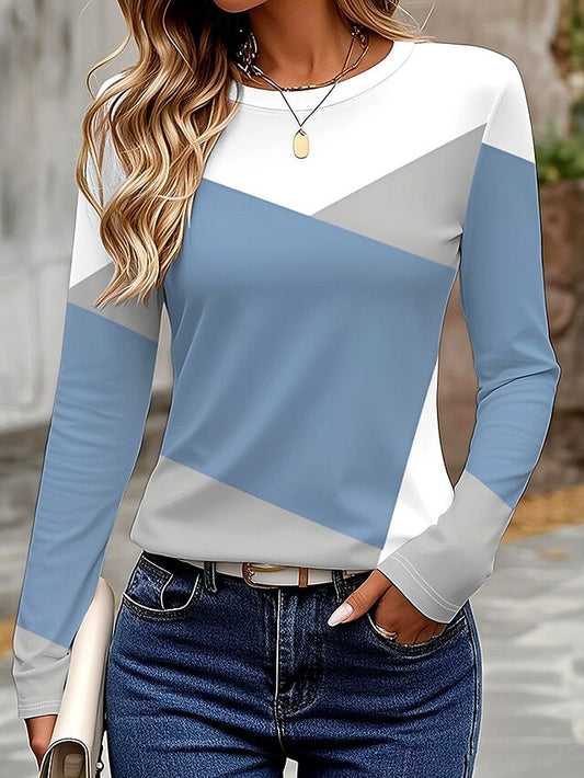 Women's T Shirt Print Graphic Geometric Color Block Vintage