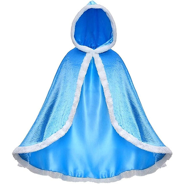 Hooded Princess Cape Elsa Dress Tulle Set Cloak With Crown