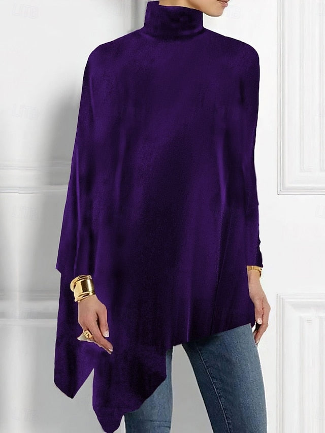 Women's Blouse Asymmetric Hem Solid Color Stylish Basic