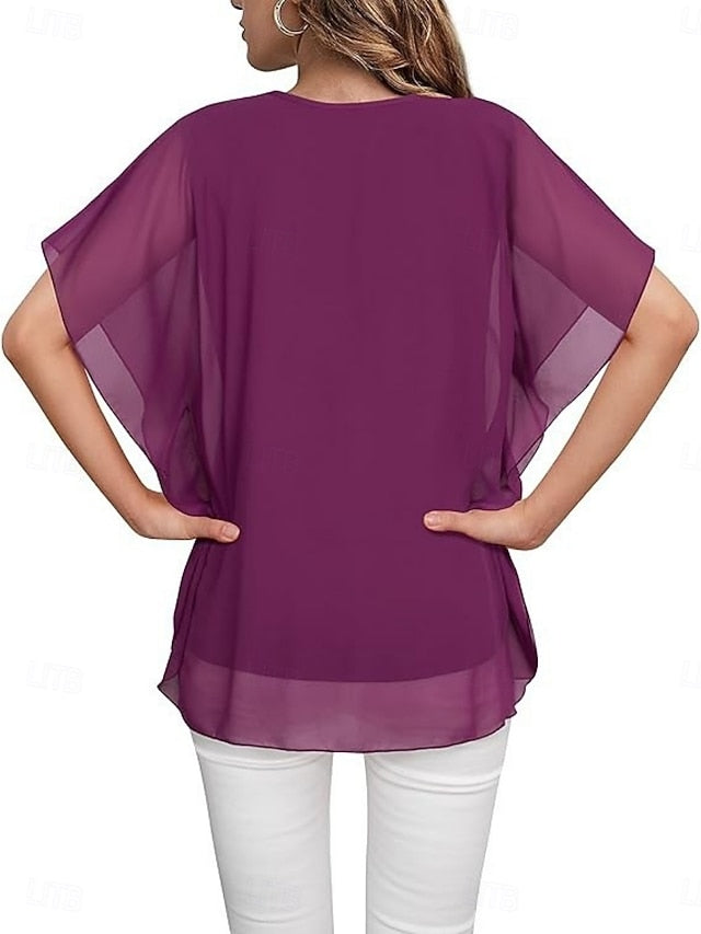Women's Shirt Blouse Ruffle Blouse Plain Stylish Classic
