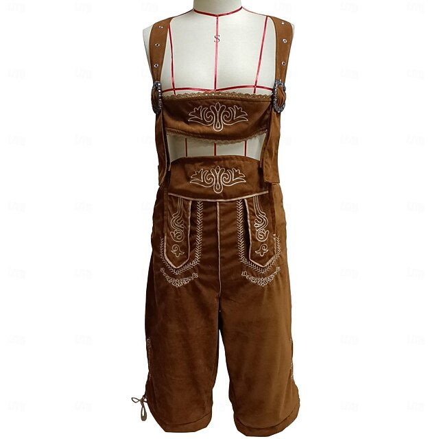 Couples Oktoberfest Beer Costume Blouse Shirt Lederhosen