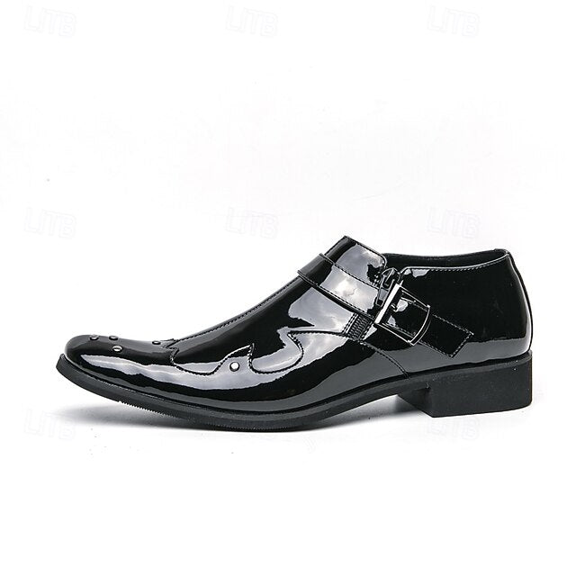Strap Shoes Leather Men's – Formal Monk Black