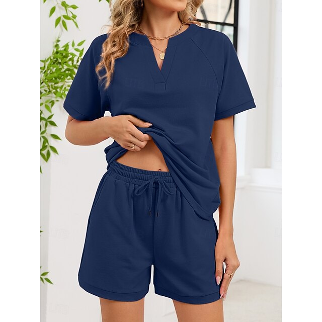 Women's Shorts Sets Bolero Top Short Sleeve V Neck Plain