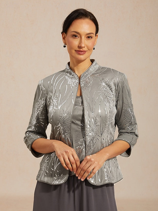 Women's Twinset Blouse Dressy Tops Evening Tops Feather