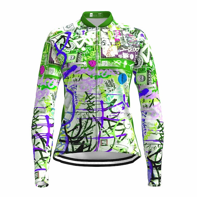 Women's Cycling Jersey Graffiti Funny Long Sleeve Bike