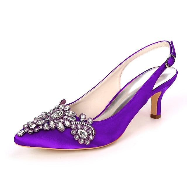 Slingback Heels Crystal with for Women Beige - Embellishment