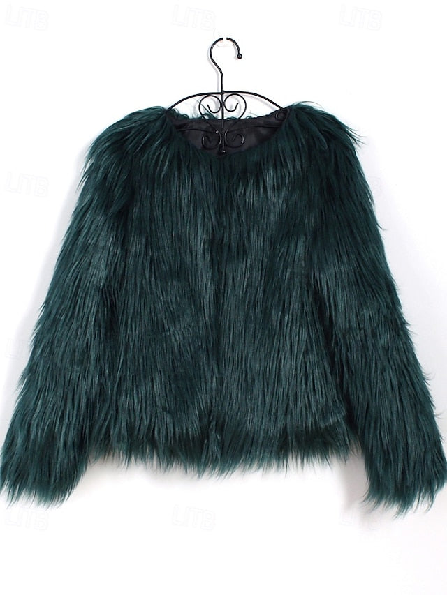 Warm Comfortable Faux Women's Fur Leathers Furs Coat