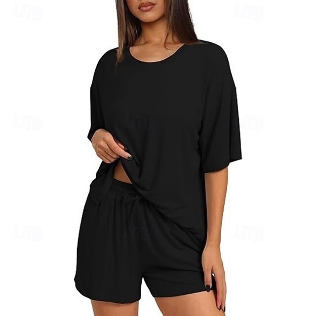 Women's Two Piece Sets Shorts Sets Short Sleeve Round Neck