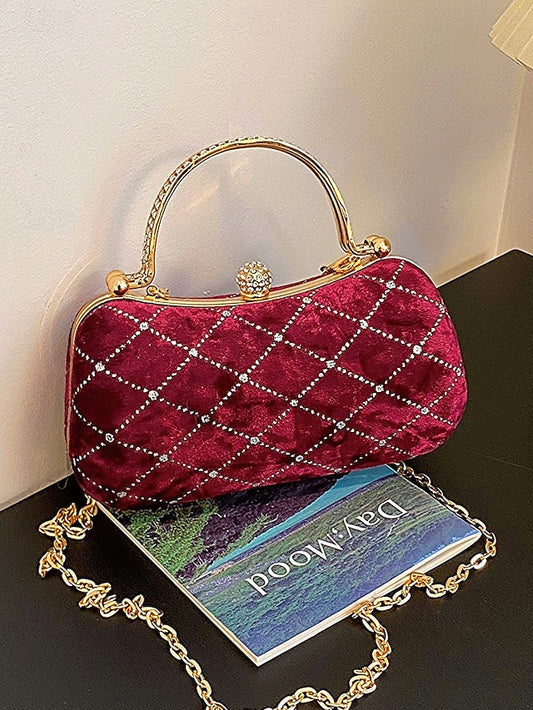 Velvet Diamond Quilted Evening Women's Accents Purse with -