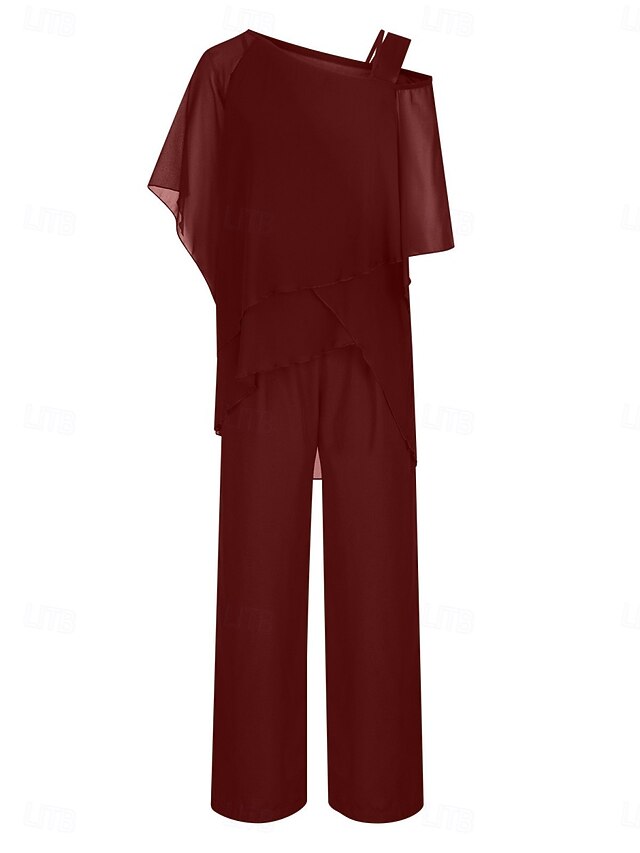 Women's Pants Sets 3/4 Length Sleeve One Shoulder Solid